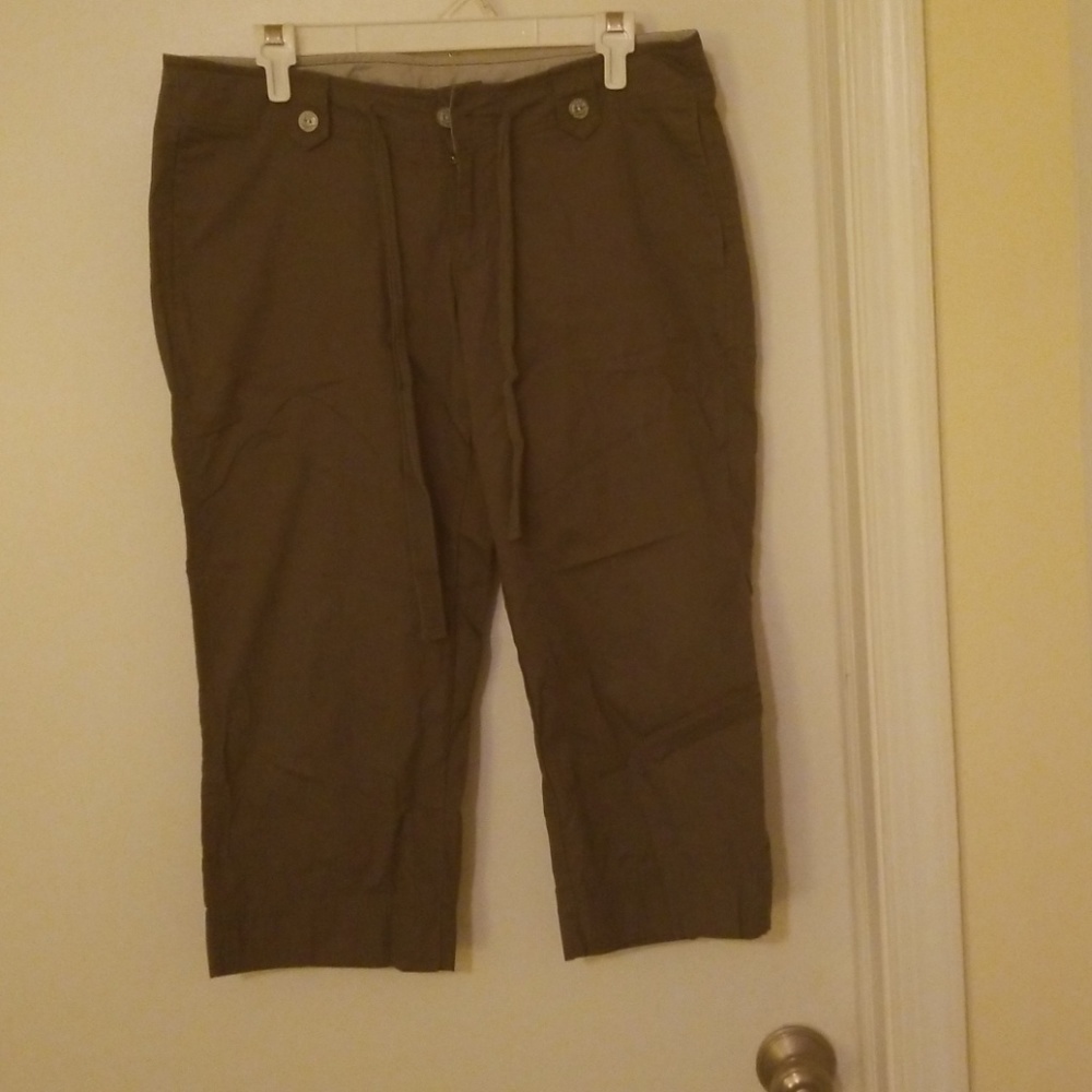 C&C Cali olive green gray draw string capris
